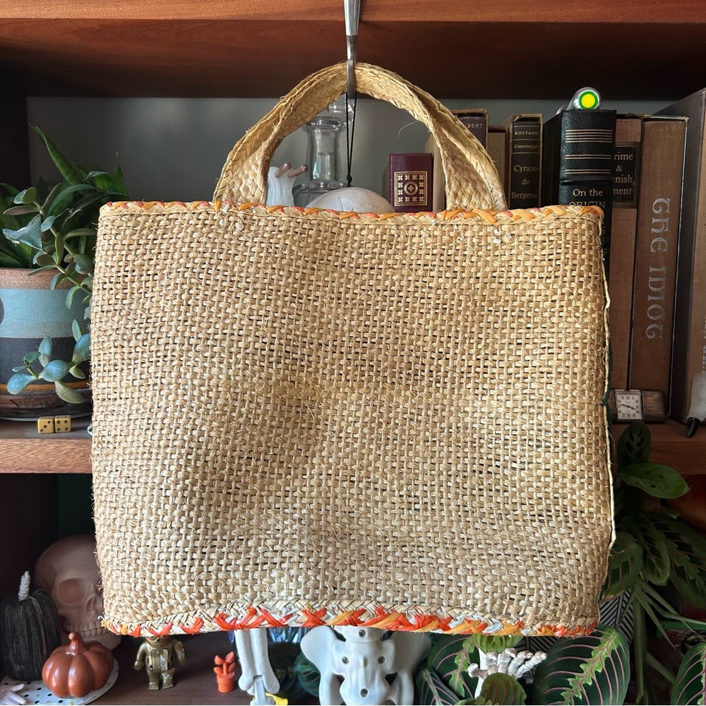 Vintage straw bag with floral design Nassau - Picture 6 of 12
